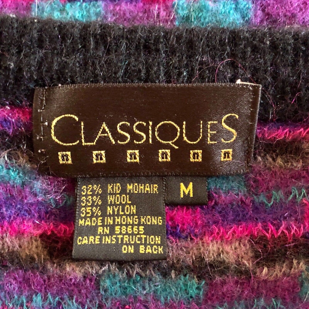 Classiques Vintage Sweater Purple Pink Blue Gray Mohair Wool Cardigan M - Picture 3 of 10